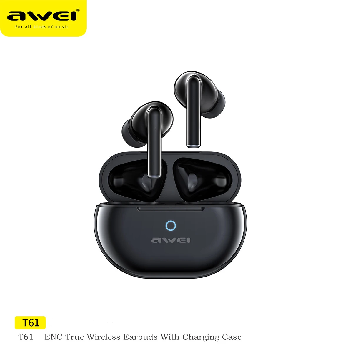 

Wireless Bluetooth 5.3 Earphones Sport Noise Reduction ENC Headphones with 4 Mic TWS Earbuds 300mAH Long Standby T61