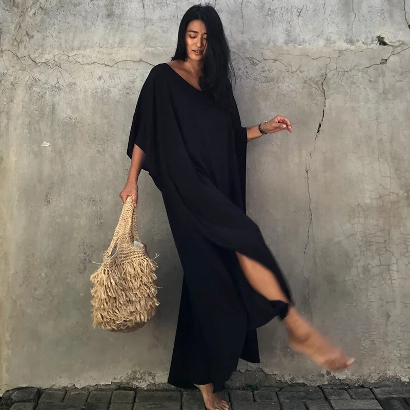Preciosoo Women‘s V-neck Slit Loose Robe Lace Asymmetric Solid Lrregular Half Sleeve Beach Dress Sunscreen Outside Smock Dress
Preciosoo Women‘s V-neck Slit Loose Robe Lace Asymmetric Solid Lrregular Half Sleeve Beach Dress Sunscreen Outside Smock Dress