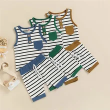 0-24 Months Summer Baby Boy Casual Stripe 2 Piece Clothes Sets Toddler Sleeveless Tank Tops Elastic High Waist Shorts
0-24 Months Summer Baby Boy Casual Stripe 2 Piece Clothes Sets Toddler Sleeveless Tank Tops Elastic High Waist Shorts