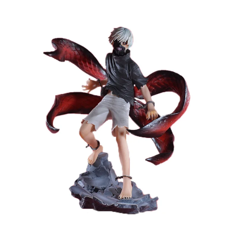 

New Tokyo Ghoul Kaneki Ken 21cm action figure Mask Model Doll Anime Two Heads Ornament Cool Fight Gift Toy White Hair collect