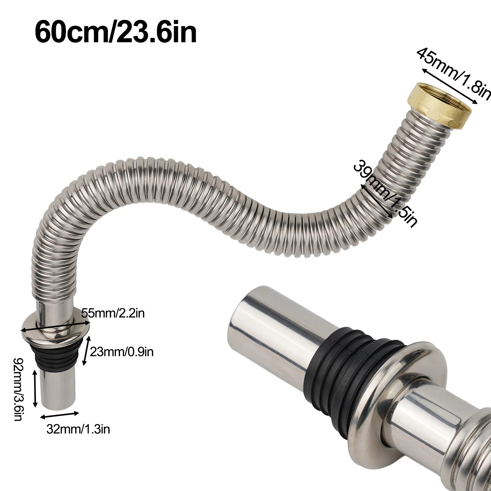 40/60cm Cm Bathroom Stainless Steel Sink Siphon Useful Waste Drain Valve Drain VFlexible Pipe Waste Drain Pipe Hose
40/60cm Cm Bathroom Stainless Steel Sink Siphon Useful Waste Drain Valve Drain VFlexible Pipe Waste Drain Pipe Hose