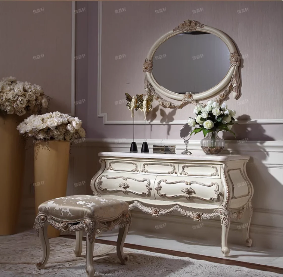 French court bedroom solid wood dressing table European carved drawers dressing table locker storage cabinet
French court bedroom solid wood dressing table European carved drawers dressing table locker storage cabinet