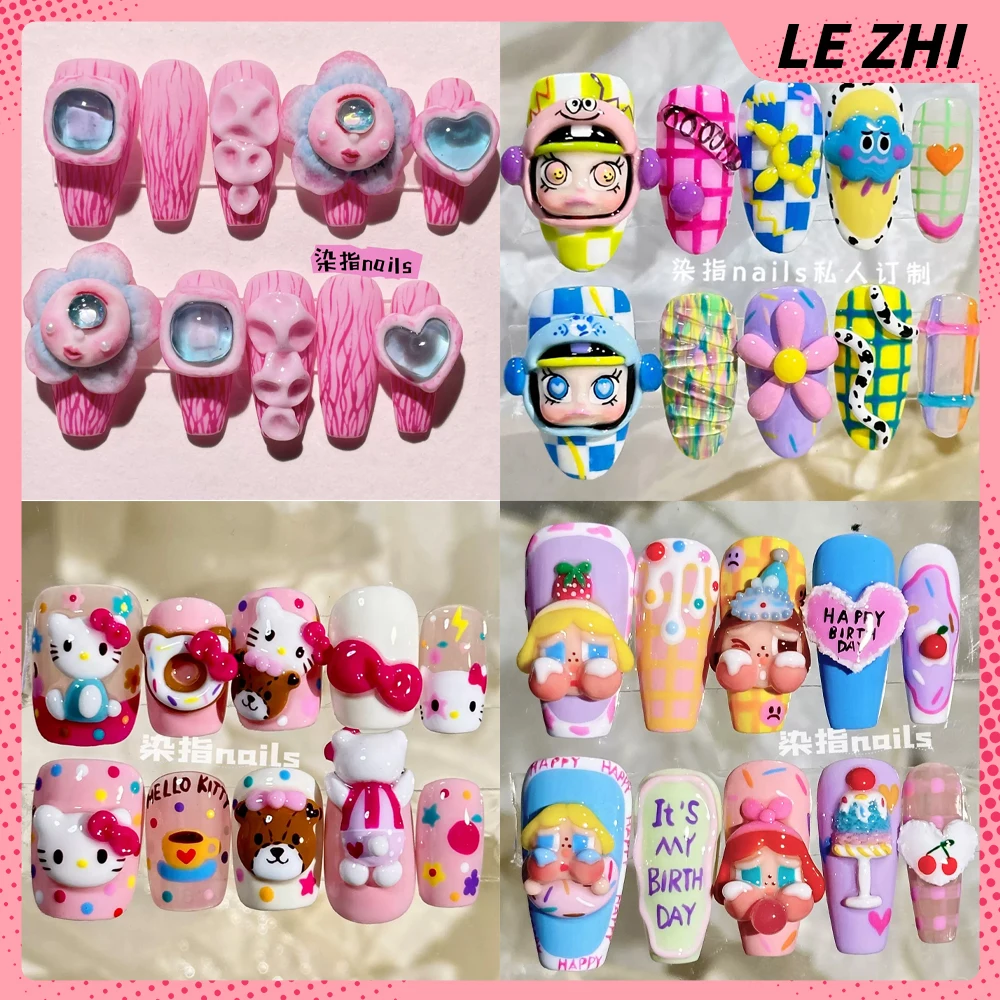 Kawaii Hello Kitty Pure Handmade Cartoon Short Square Nail Art 3D Doll Design Maiden Heart Graduation Gift Full Cover Nail Tips
Kawaii Hello Kitty Pure Handmade Cartoon Short Square Nail Art 3D Doll Design Maiden Heart Graduation Gift Full Cover Nail Tips