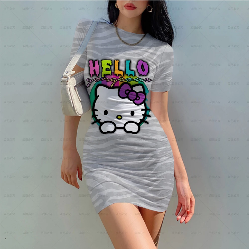 2023 Summer Hello Kitty Sexy Dress 3D Printed Cartoon Women's Tight Stretch Mini Dress O Neck Casual Slim Pencil Short Vestido 
2023 Summer Hello Kitty Sexy Dress 3D Printed Cartoon Women's Tight Stretch Mini Dress O Neck Casual Slim Pencil Short Vestido