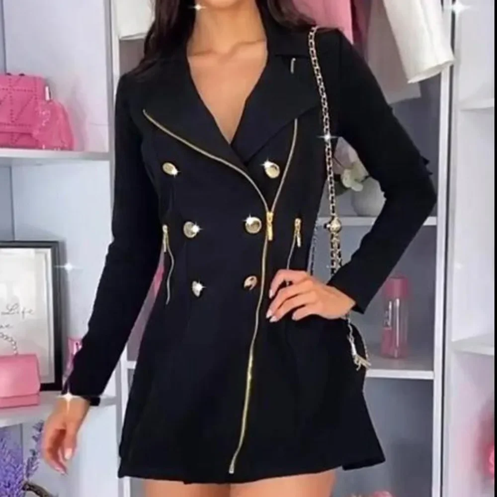 Blazer Dress for Women 2023 Autumn and Winter New Zipper Double Breasted Decorative Long Sleeve Suit Jacket Dresses Y2k Female
Blazer Dress for Women 2023 Autumn and Winter New Zipper Double Breasted Decorative Long Sleeve Suit Jacket Dresses Y2k Female