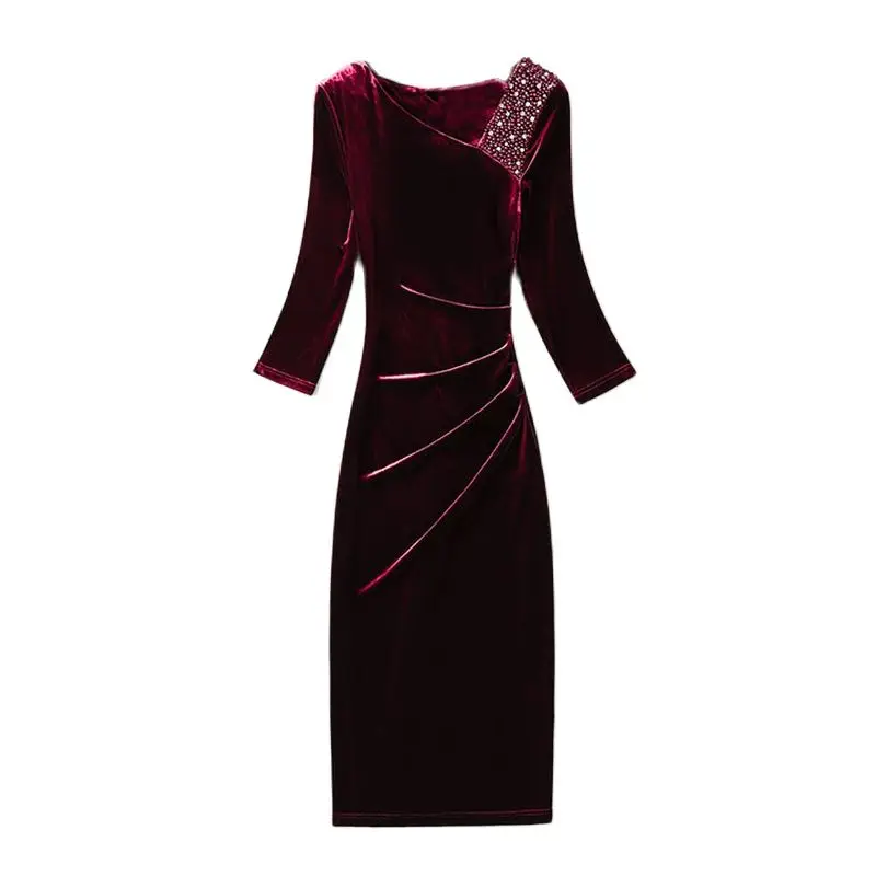 Gold Velvet Diamond Dress Women's Spring And Autumn 2023 New Elegant Fashion Solid Color Long Sleeve Loose Slim Ladies Hip Skirt
Gold Velvet Diamond Dress Women's Spring And Autumn 2023 New Elegant Fashion Solid Color Long Sleeve Loose Slim Ladies Hip Skirt