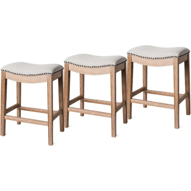 Maven Lane Adrien 26 Inch Counter Height Upholstered BacklessBarstool in Weathered Oak Finish with Sand Color Fabric Cus
Maven Lane Adrien 26 Inch Counter Height Upholstered BacklessBarstool in Weathered Oak Finish with Sand Color Fabric Cus
