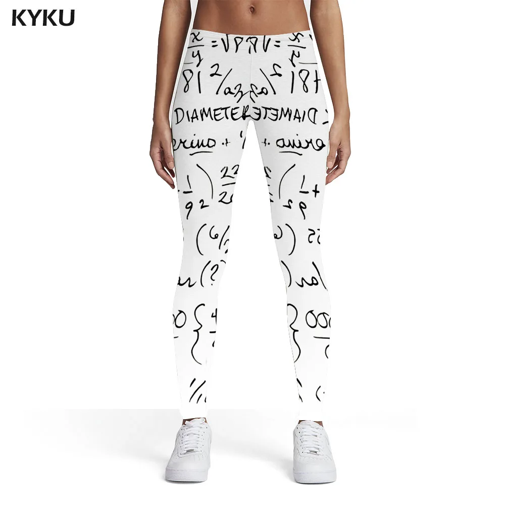 

KYKU Number Leggings Women Math Elastic Retro Sexy Black And White Spandex Womens Leggings Pants Jeggings Slim Summer Pencil