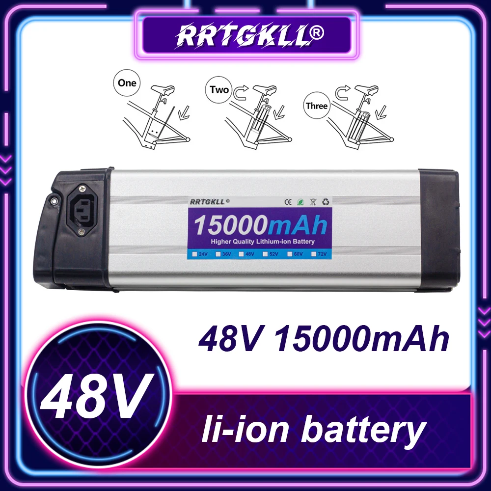 

Silverfish Electric Bike Lithium Battery, Bicycle Lithium Battery, Suitable for Motors, 350W, 500W, 800W, 1000W, 1200W, 48V, 15A