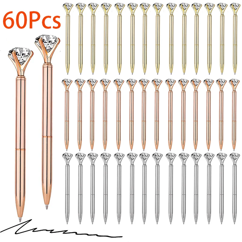 60Pcs Big Crystal Diamond Ballpoint Pen Bling Metal Ballpoint Pen Office School Supplies
60Pcs Big Crystal Diamond Ballpoint Pen Bling Metal Ballpoint Pen Office School Supplies