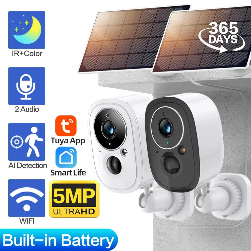 5MP Tuya Smart Wireless Battery Camera with Solar Panel WIFI Outdoor Security IP66 Color Night Vision Battery PIR Motion Sensor 
5MP Tuya Smart Wireless Battery Camera with Solar Panel WIFI Outdoor Security IP66 Color Night Vision Battery PIR Motion Sensor