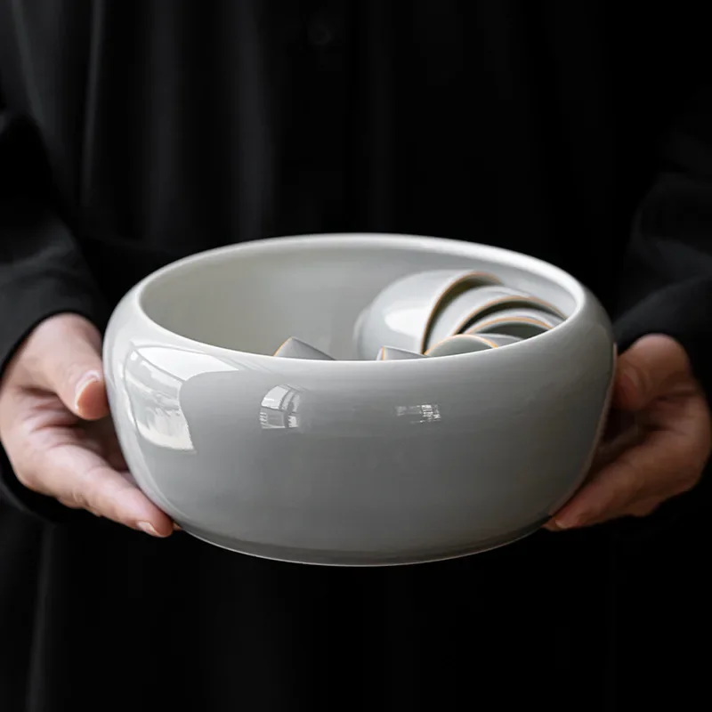 

Холодный серый дымчато-серый глазурь для мытья чая большого размера керамический умывальник чайная емкость для мытья с кисточкой для мытья чая кунг-фу чайная посуда