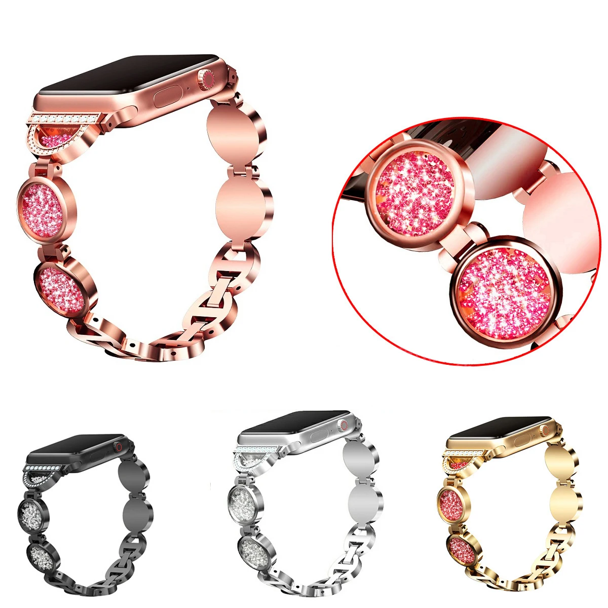 Glitter Rhinestone Strap for Apple watch band 49mm 44mm 40mm 45mm 41mm 42mm 38mm Women Bracelet iWatch series 9 7 6 5 4 SE 8
Glitter Rhinestone Strap for Apple watch band 49mm 44mm 40mm 45mm 41mm 42mm 38mm Women Bracelet iWatch series 9 7 6 5 4 SE 8