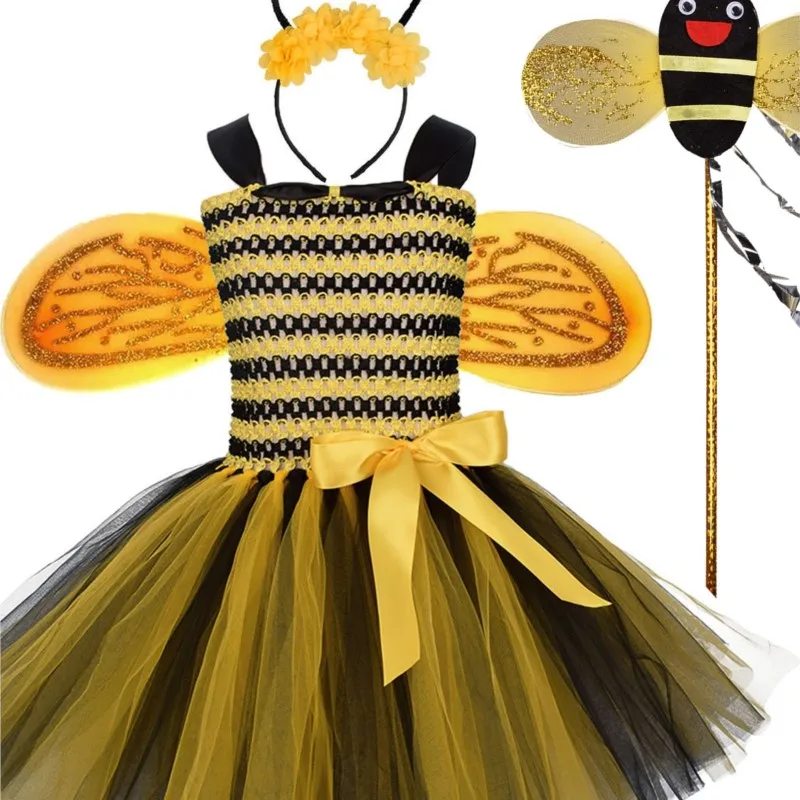 

Children's Little Bee Performance Clothes Girls' Pettiskirt Girl's Gauze Dress Catwalk Show