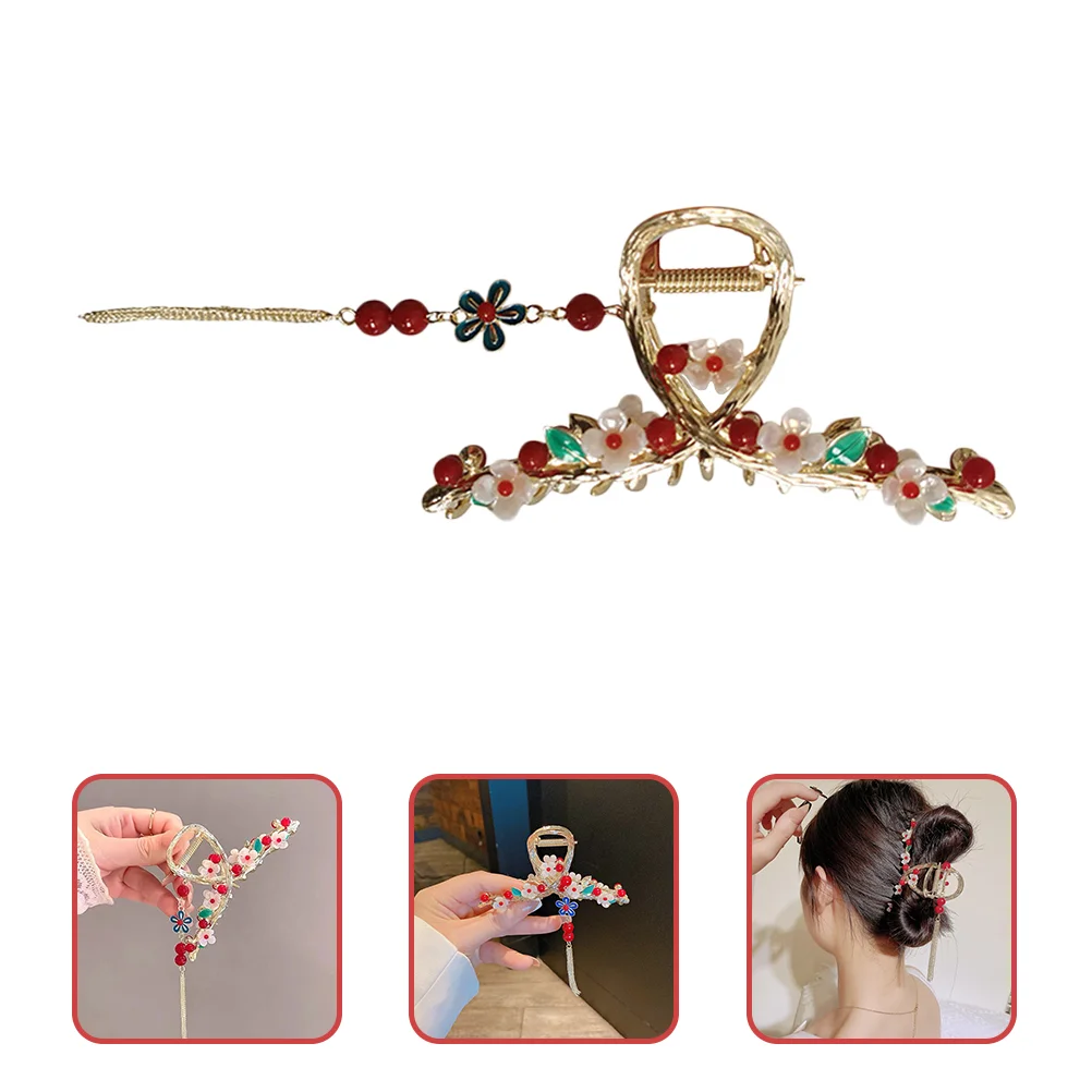 

2 Pcs Hairpin Clips for Women Flower Claw Accessories Girls Barrette Hanfu Thin