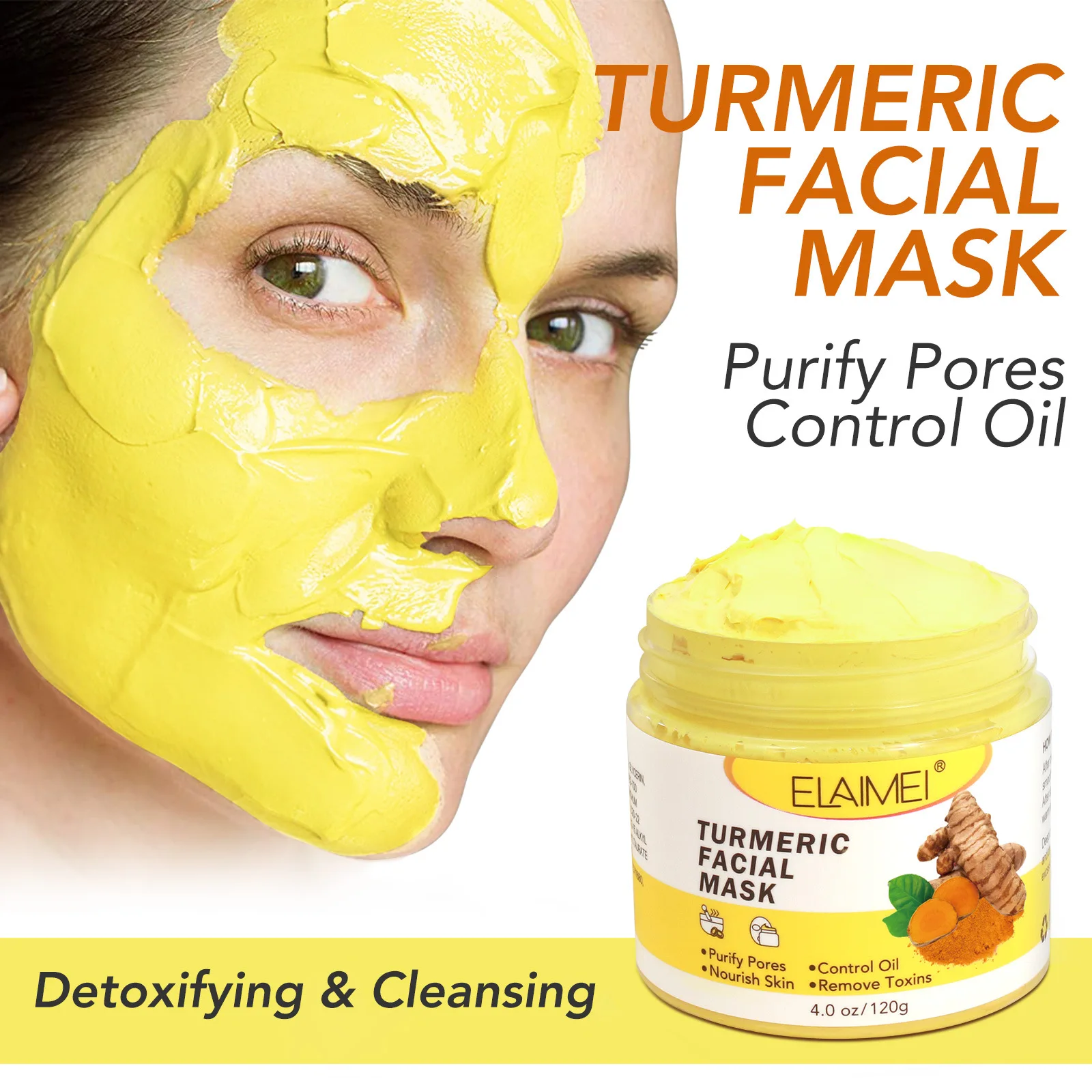Turmeric Vitamin C Face Mask, Clay Facial Mask with Vitamin C E for Radiant Skin, Acne Control and Refining Pores 120g
Turmeric Vitamin C Face Mask, Clay Facial Mask with Vitamin C E for Radiant Skin, Acne Control and Refining Pores 120g