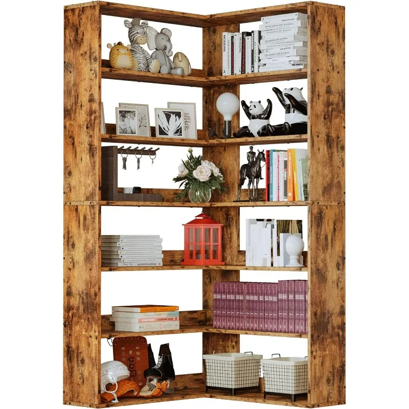 Bookshelves 6 Tiers with Baffles Industrial Large Corner Etagere Bookcase Storage Display Rack for Living Room Home Office
Bookshelves 6 Tiers with Baffles Industrial Large Corner Etagere Bookcase Storage Display Rack for Living Room Home Office