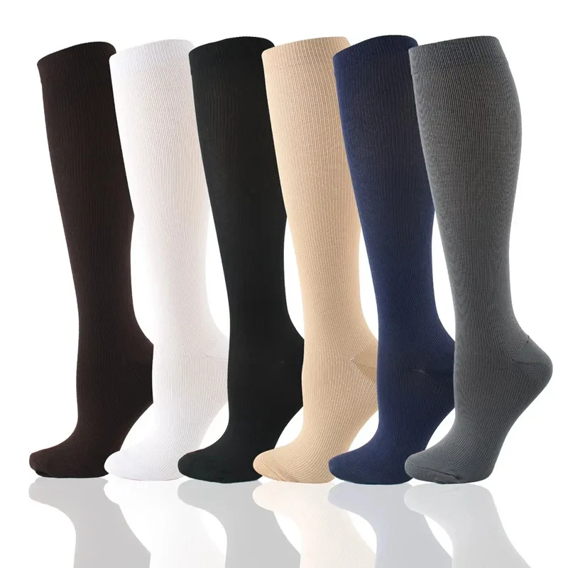 

6 Pairs Compression Socks Men Women Hiking Running Varicose Veins Pregnancy Swelling Knee Socks Marathon Sports Cycling New