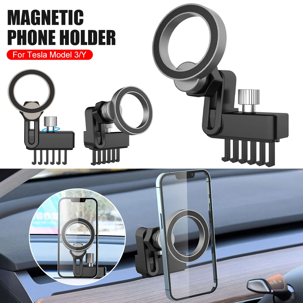 

Magnetic Car Phone Holder Air Vent Car Phone Mounts Cellphone GPS 360° Rotation Simple Bracket For Tesla Model 3 Y Accessories