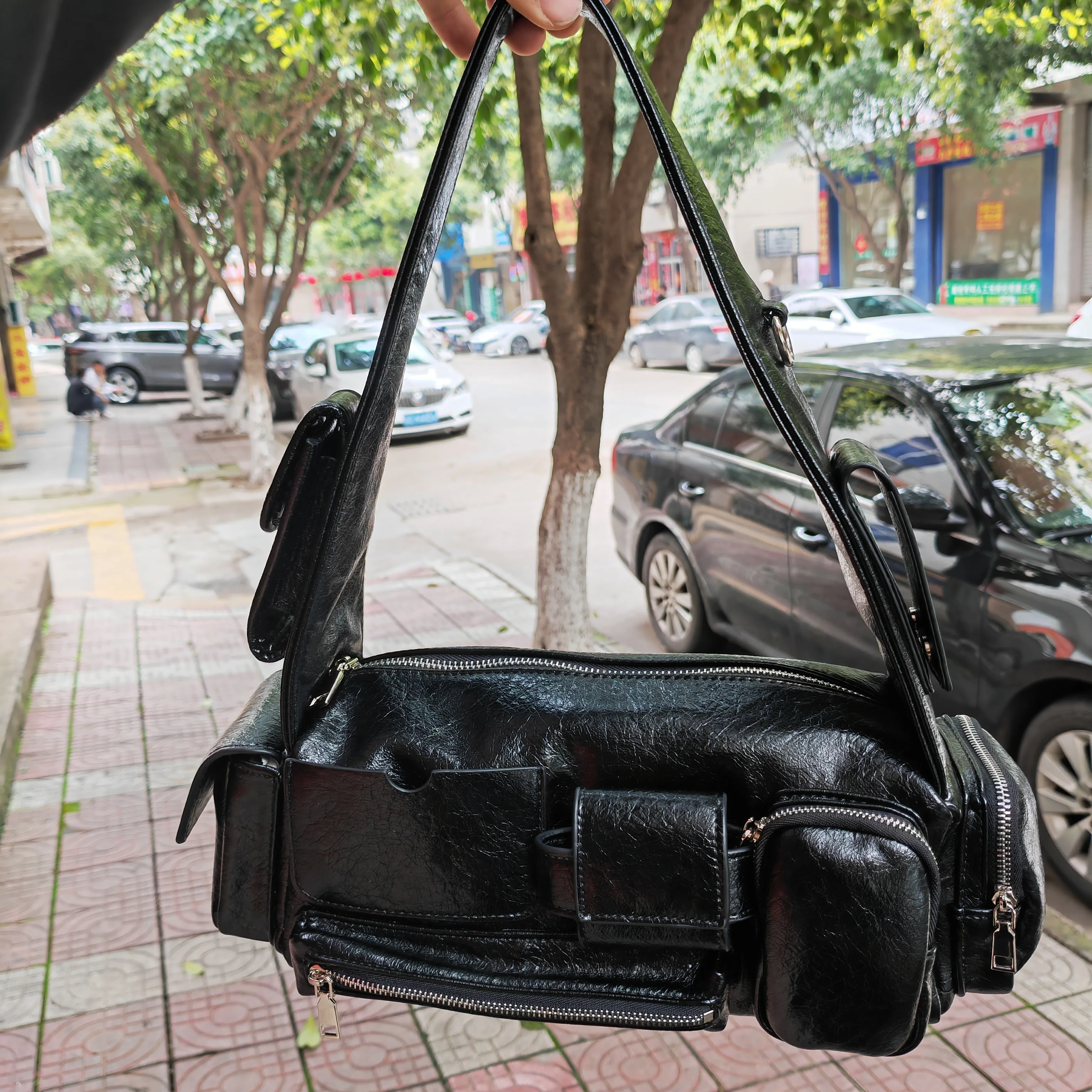 

Retro Women Shoulder Underarm Bags PU Leather Multi Pocket Ladies Satchel Hobo Bag Luxury Designer Handbag Female Tote Purse
