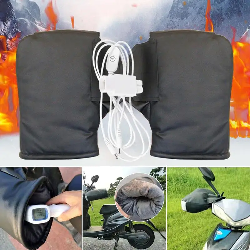 

Motorcycle Winter Heated Handlebar Muffs Motorbike Adjustable Temperature Windproof Electric Heated Gloves Bike Waterproof Tool