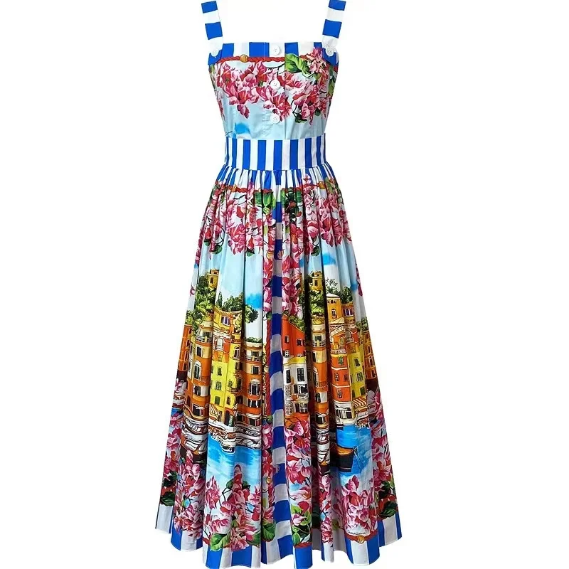 New In Summer Holiday Spaghetti Strap Dress Women's Sleeveless Elegant Square Collar Backless Flower Print Beach Midi Dresses
New In Summer Holiday Spaghetti Strap Dress Women's Sleeveless Elegant Square Collar Backless Flower Print Beach Midi Dresses