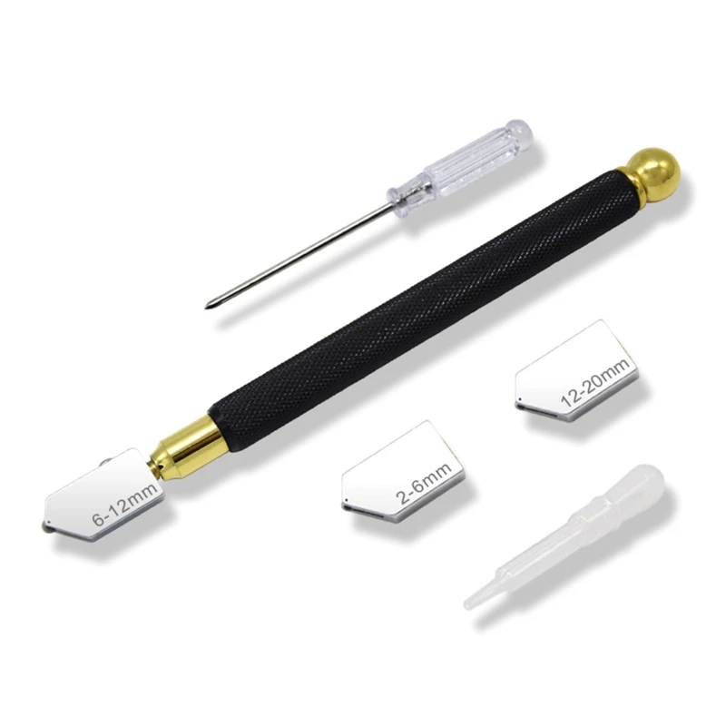 Glass Cutter Tool Set 2mm-20mm Pencil Style Oil Feed Tip with Oil Dropper Screwdriver Blades for Cutter Mirror Ceramics
Glass Cutter Tool Set 2mm-20mm Pencil Style Oil Feed Tip with Oil Dropper Screwdriver Blades for Cutter Mirror Ceramics
