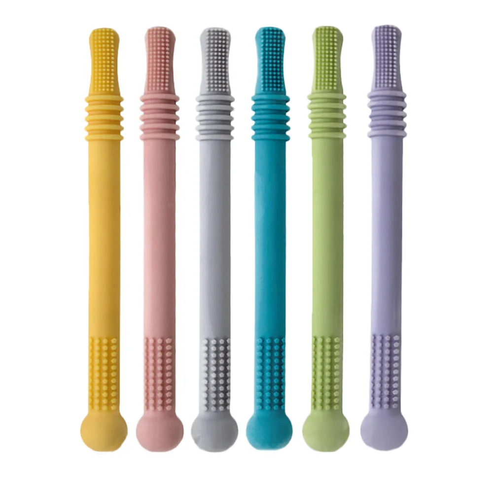 

6 Pcs Children's Teething Stick Children’s Toys Baby Straw Teether Hollow Tubes Silica Gel Molar Sticks Plaything