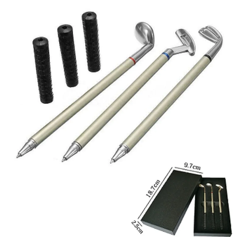 3Pcs/set Mini Golf Clubs Wedge/ Wood/ Putter Head Pen Set with Storage Box Golfers Present Desktop Decoration Tool Novelty Gifts
3Pcs/set Mini Golf Clubs Wedge/ Wood/ Putter Head Pen Set with Storage Box Golfers Present Desktop Decoration Tool Novelty Gifts