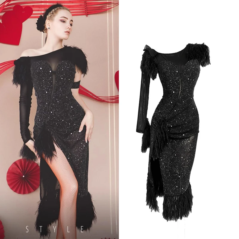 2024 Latin Dance Dress For Women Slanted Shoulder Slit Dress National Standard Dance Performance Costumes Ballroom Wear DN17155
2024 Latin Dance Dress For Women Slanted Shoulder Slit Dress National Standard Dance Performance Costumes Ballroom Wear DN17155