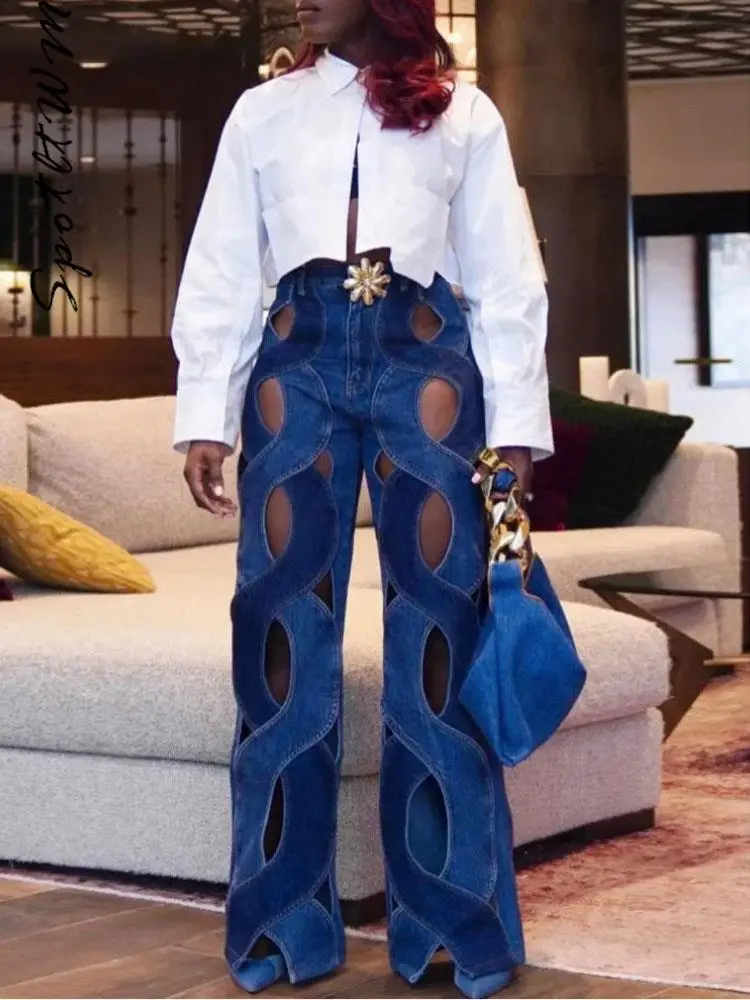 Women Streetwear Cut Out Hollow Out Criss Cross Straight Flare Denim Pants 2023 INS Female Fashion Wide Leg Jeans Trousers
Women Streetwear Cut Out Hollow Out Criss Cross Straight Flare Denim Pants 2023 INS Female Fashion Wide Leg Jeans Trousers