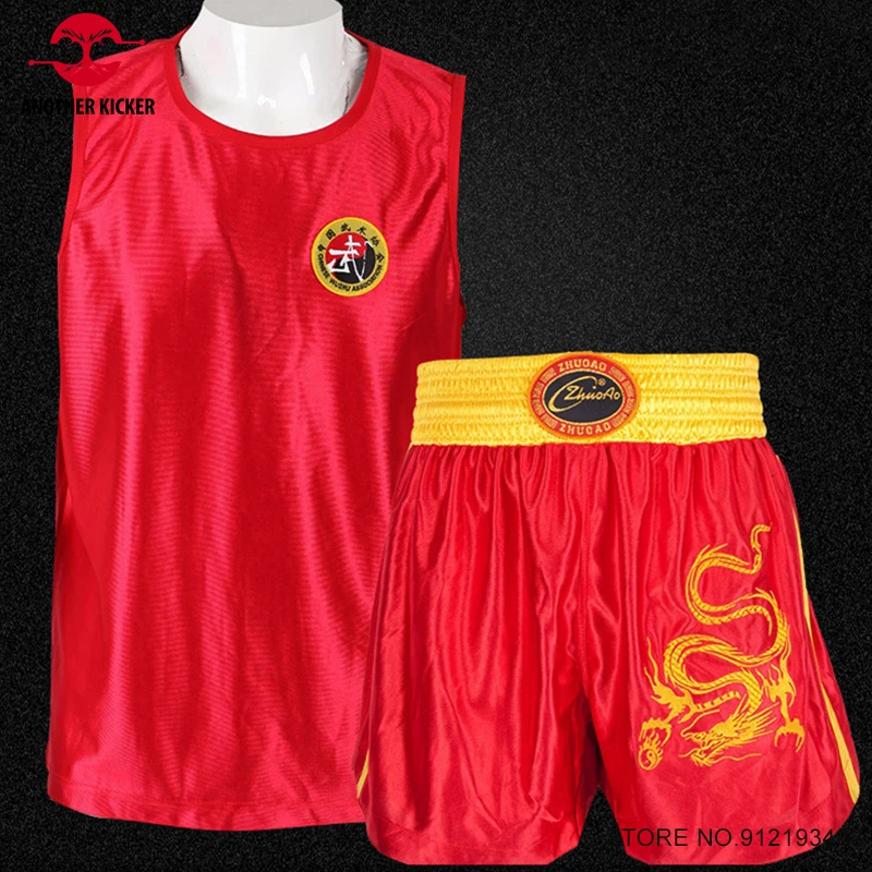 

Boxing Shorts Red Blue Black Muay Thai Shorts MMA Shirt Men Women Child Dragon Sanda Wushu Grappling Kickboxing Training Uniform