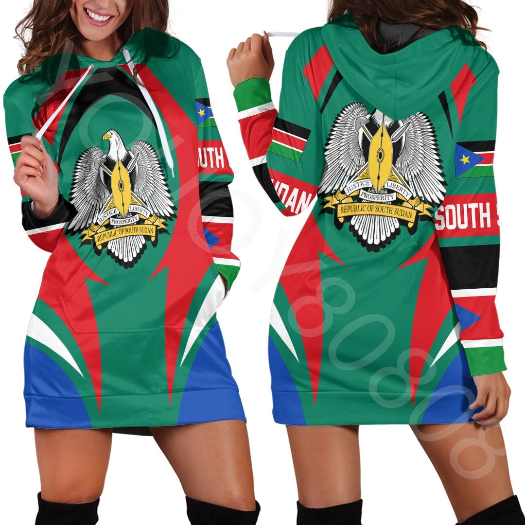 African Clothing - South Sudan Action Flag Hoodie Dress Women's Ethnic Tribal Style Printed Casual Sweatshirt
African Clothing - South Sudan Action Flag Hoodie Dress Women's Ethnic Tribal Style Printed Casual Sweatshirt