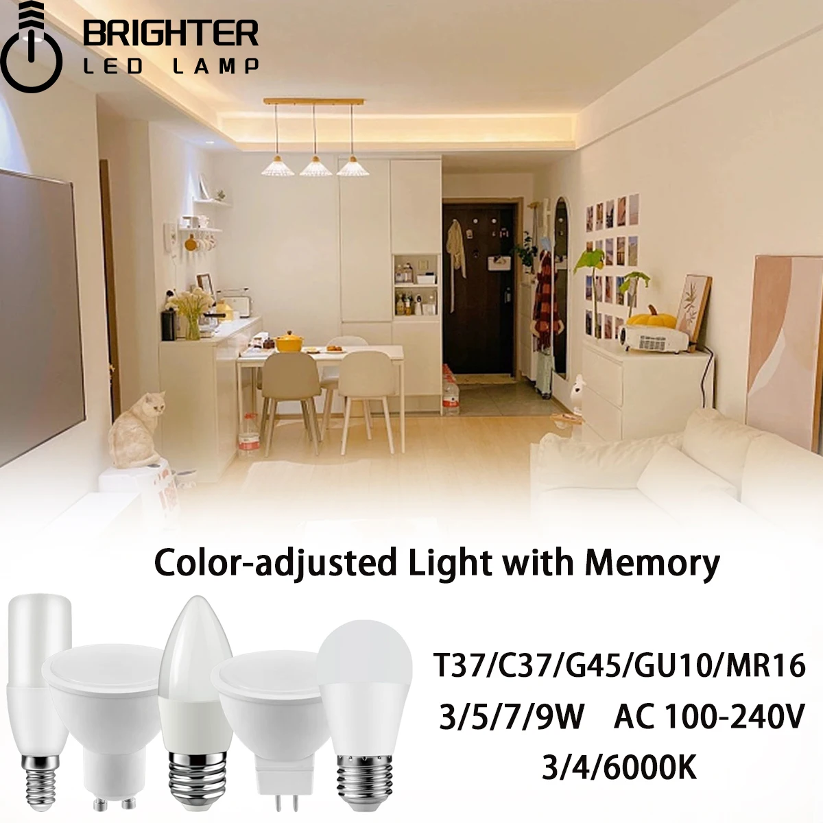 

New Style LED Smart Bulb 3 Color-Adjusted with Memory 2PCS 3W-7W AC100-240V B22 E27 E14 High light efficiency without flicker