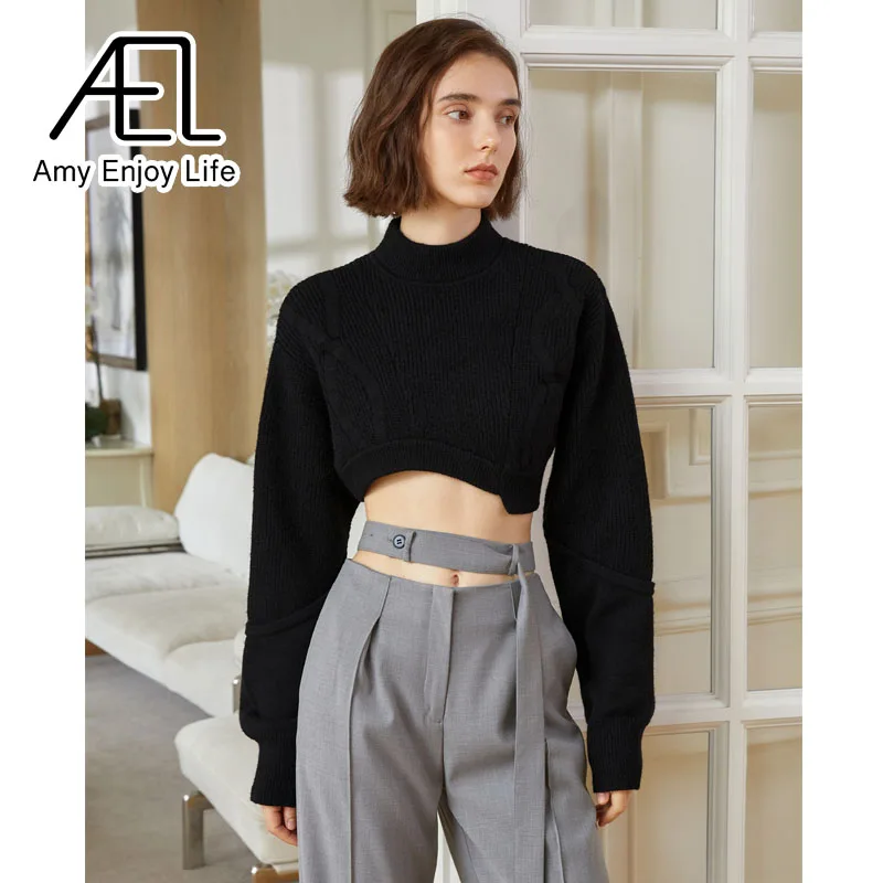 AEL Spring Women Pullover knitting Irregular Crop Top Long Sleeve Office Ladies Blouse Fashion Streetwear Black
AEL Spring Women Pullover knitting Irregular Crop Top Long Sleeve Office Ladies Blouse Fashion Streetwear Black