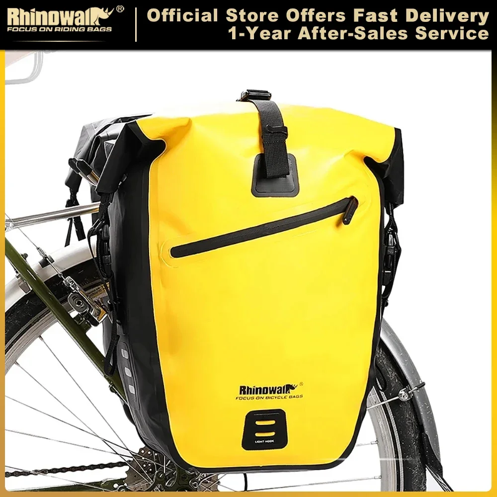 

Rhinowalk Bike Pannier Bag Waterproof 27L Big Capacity Travel Fit MTB Road Cycling Bicycle Rear Rack Tail Seat Trunk Side Bags