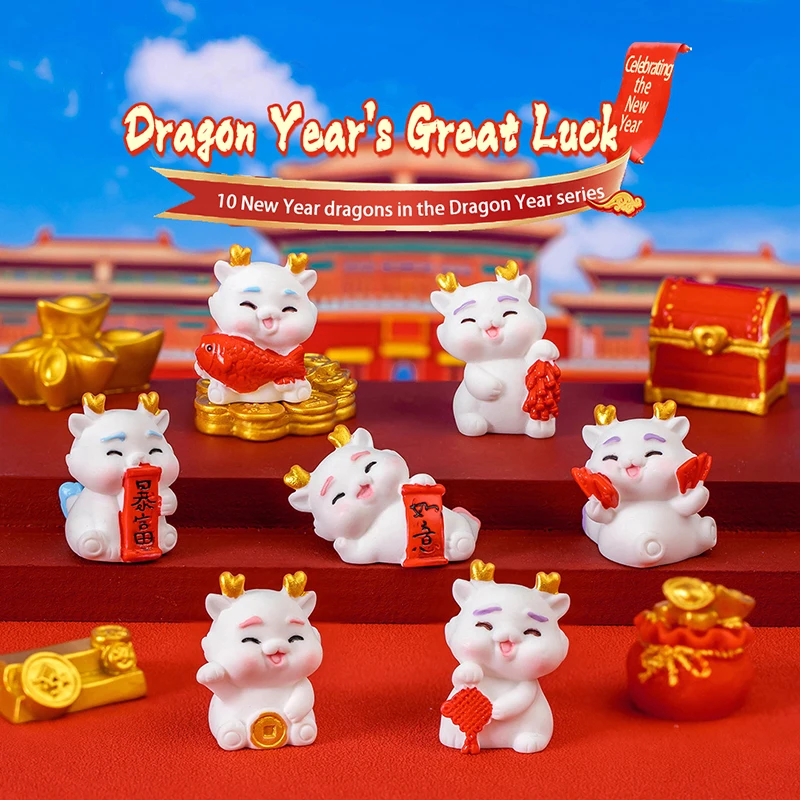 

2024 Cartoon Rich Dragon Figurines Year Of The Dragon Ornament Micro Landscape Dollhouse Miniature Toy New Year Gifts