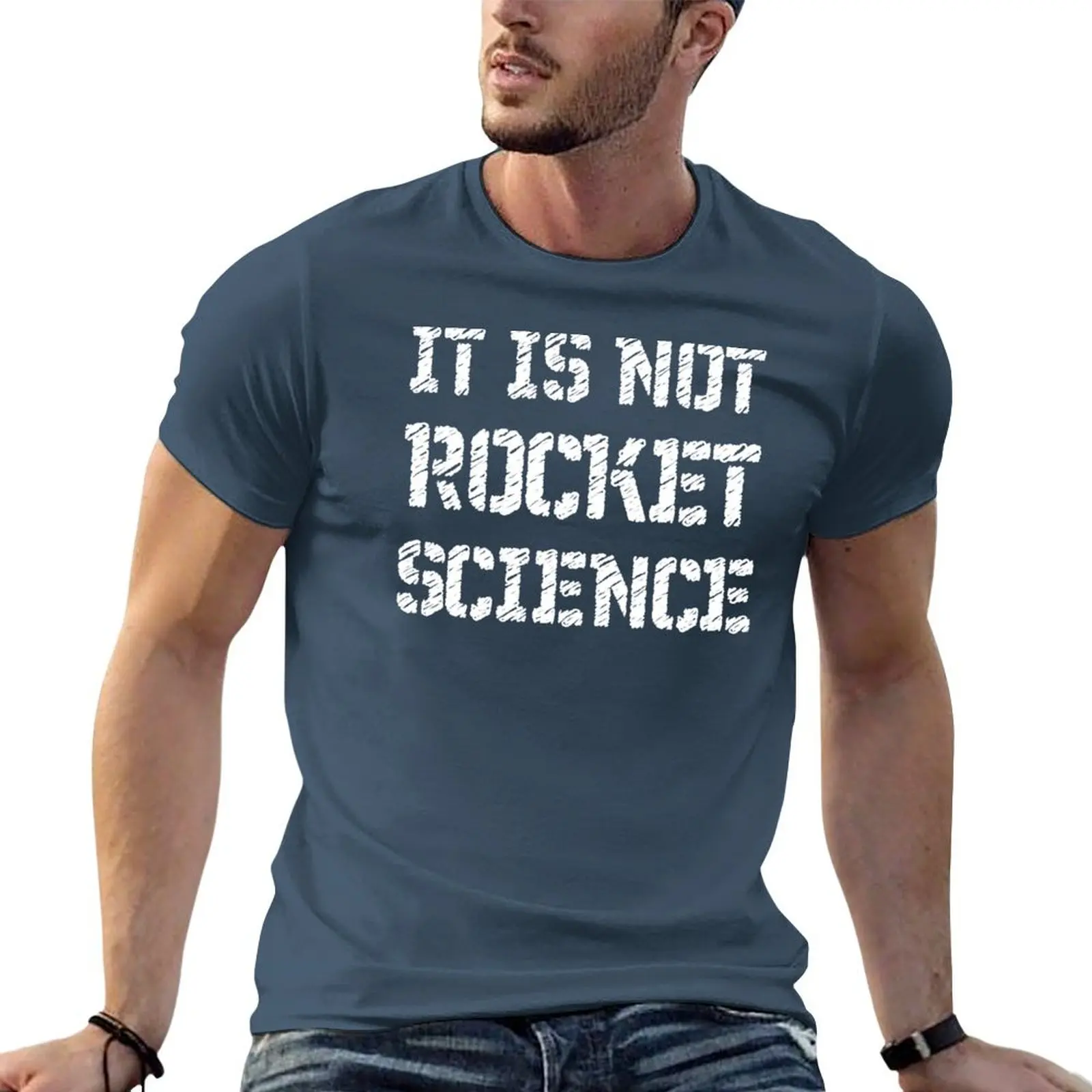 

Забавная рубашка It is not rocket science, футболка с логотипом-мемом, блузка funnys, принт с животными для мальчиков, винтажные облегающие футболки для мужчин