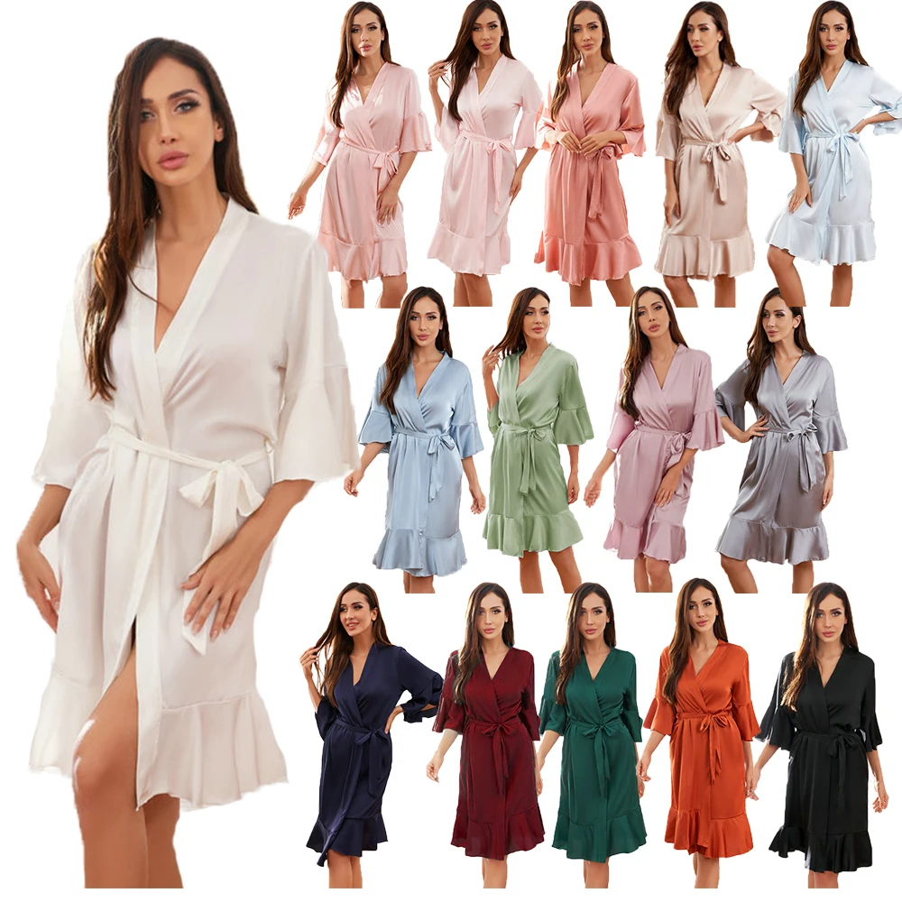 Ruffled Robe Satin Robe Bridal Robes Bride Bridesmaid Robes Bride Team Bathrobe Silk Robes for Women Sleepwear Bridesmaid Gift
Ruffled Robe Satin Robe Bridal Robes Bride Bridesmaid Robes Bride Team Bathrobe Silk Robes for Women Sleepwear Bridesmaid Gift