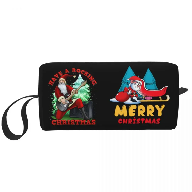 

Funny Cartoon Santa Claus Travel Toiletry Bag Merry Christmas Snowboarding Cosmetic Makeup Organizer Beauty Storage Dopp Kit