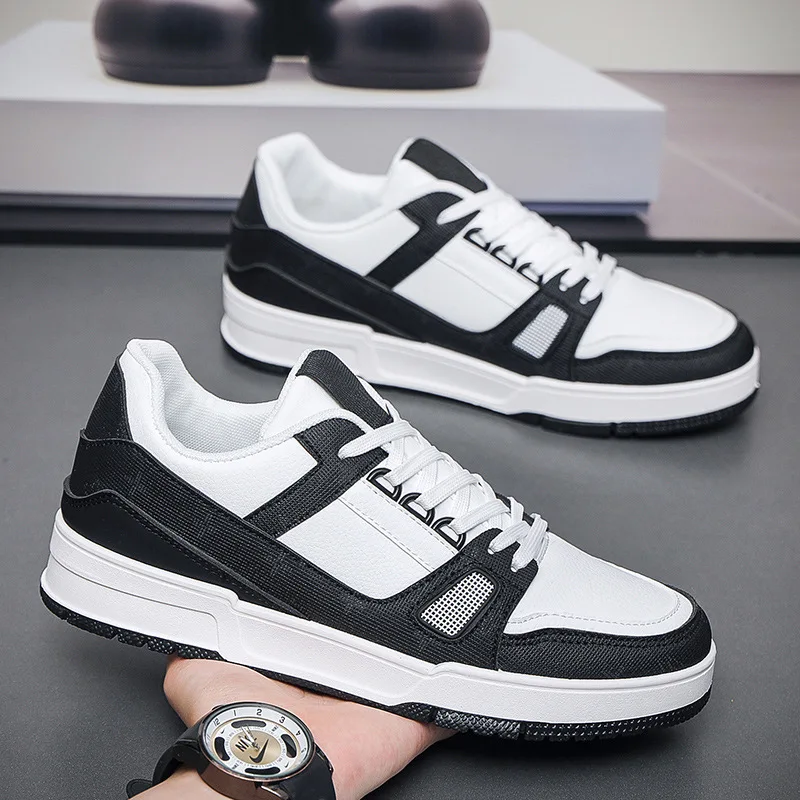 

2024 New Luxury brands Student Unique Black White Patchwork Magic Tape Skate Shoes Couple Style Outdoor Casual Sports Shoes Anta