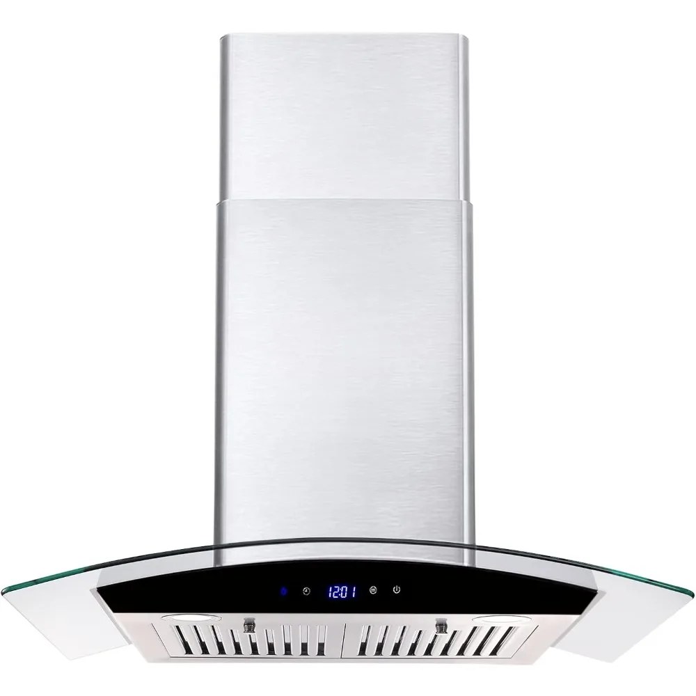 

Tieasy Wall Mount Kitchen Hood with Ducted/Ductless Convertible Duct, Stainless Steel Chimney and Baffle Filters