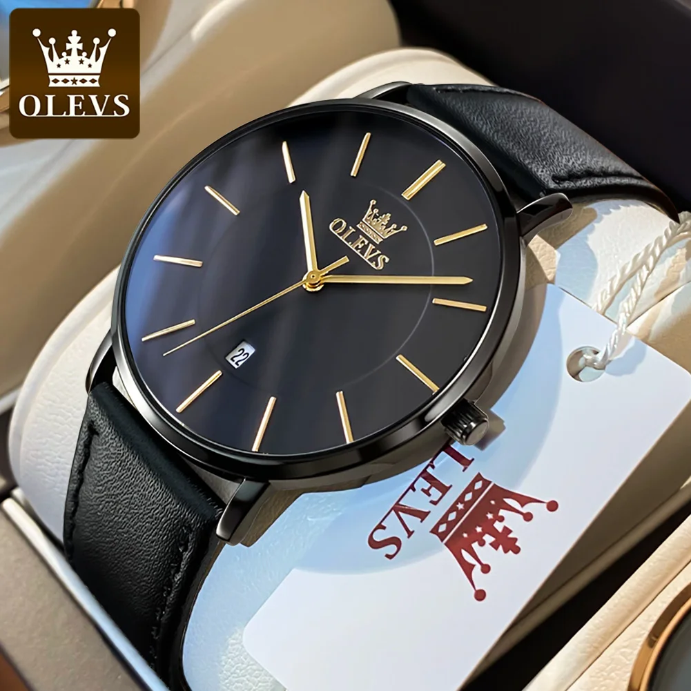 

OLEVS 5869 Simple Original Quartz Watch For Men Thin Case Waterproof Calendar Man Wristwatch 40mm Dial Top Brand Fashion Watch