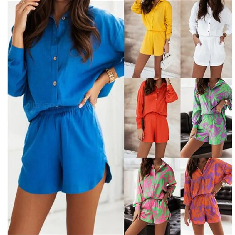 2023 Summer Print Shorts Suits Woman Vintage Long Sleeve Shirt And Short Pants Suit Two Piece Set Female Loose Casual Outfit
2023 Summer Print Shorts Suits Woman Vintage Long Sleeve Shirt And Short Pants Suit Two Piece Set Female Loose Casual Outfit