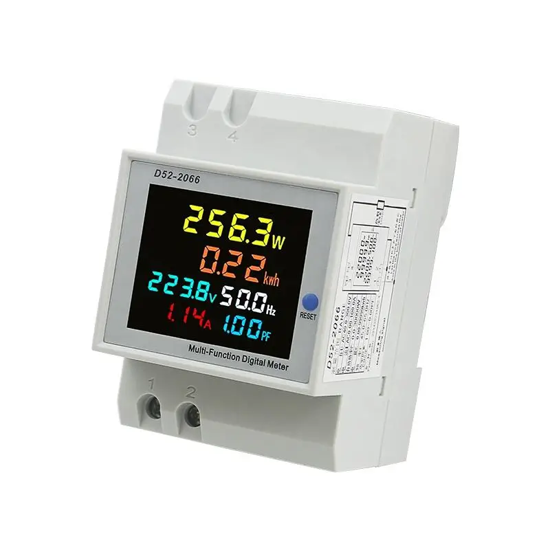 

6 IN 1 Display Smart Meter Din Rail AC Monitor Voltage Current Power Factor Active KWH Electric Energy Frequency Meter D52-2066