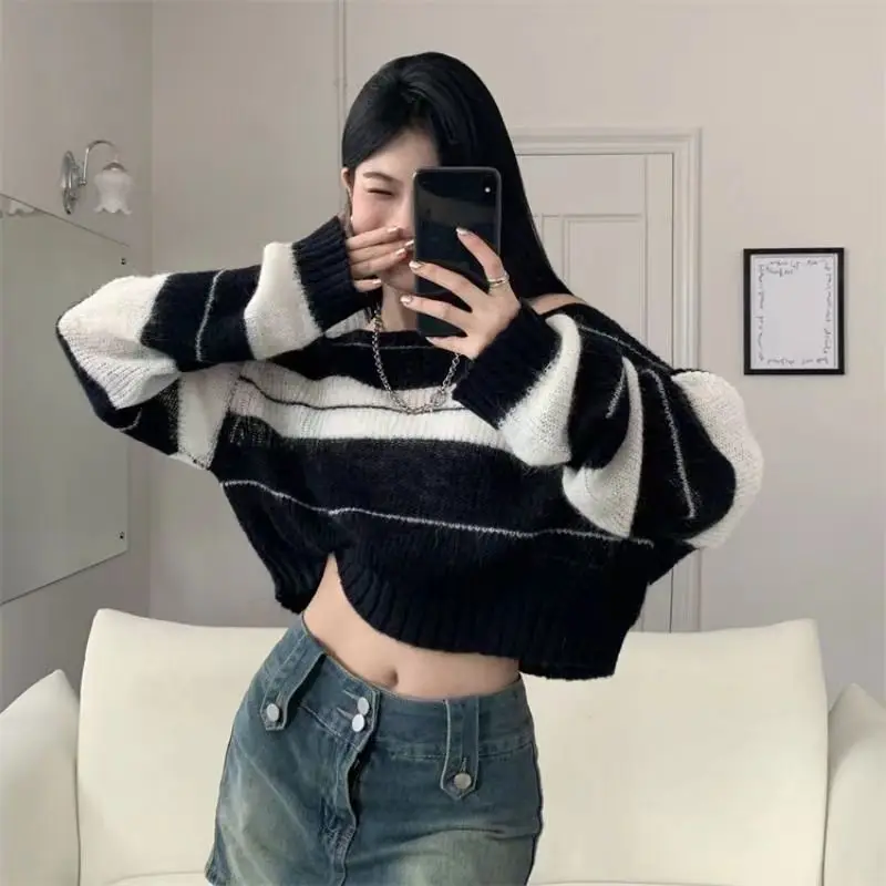Knitted Crop Long Sleeve Top Striped Women T Shirts Fashion Casual Harajuku Tunic Oversized New Fall Winter Clothes High Quality
Knitted Crop Long Sleeve Top Striped Women T Shirts Fashion Casual Harajuku Tunic Oversized New Fall Winter Clothes High Quality