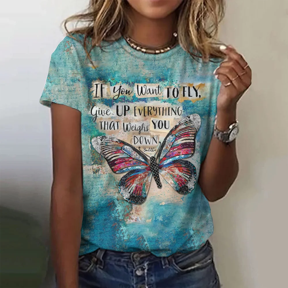 Summer Women T-Shirt 3d Butterfly Print O-Neck Casual Ladies Oversized Tee Female Tops Harajuku Short Sleeve Vintage Clothes
Summer Women T-Shirt 3d Butterfly Print O-Neck Casual Ladies Oversized Tee Female Tops Harajuku Short Sleeve Vintage Clothes