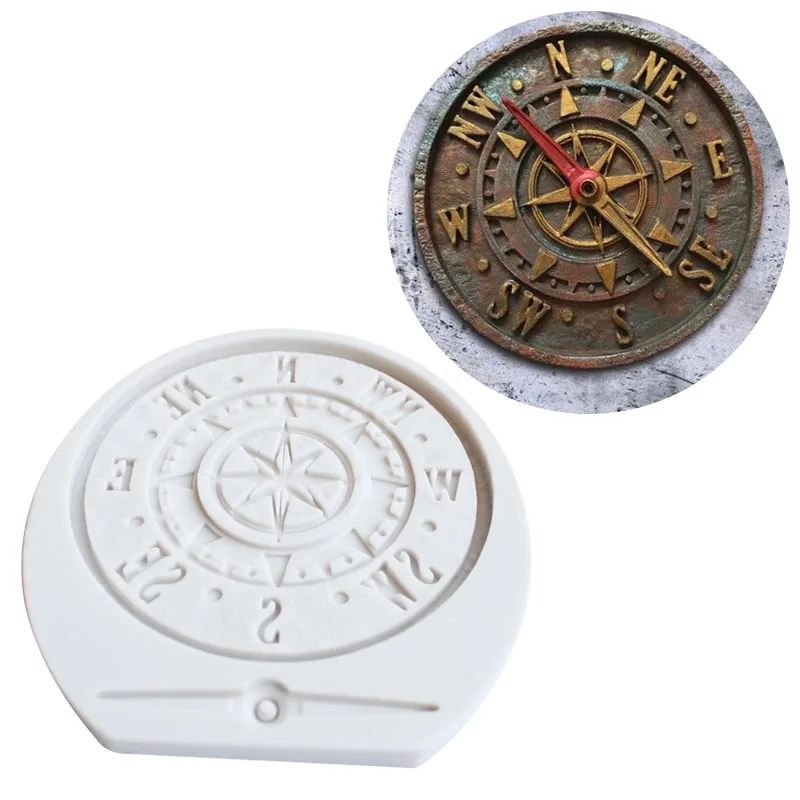 

3D Antique Compass Silicone Molds Steampunk Cake Border Fondant Mold Cake Decorating Tool Cupcake Candy Chocolate Gumpaste Mould