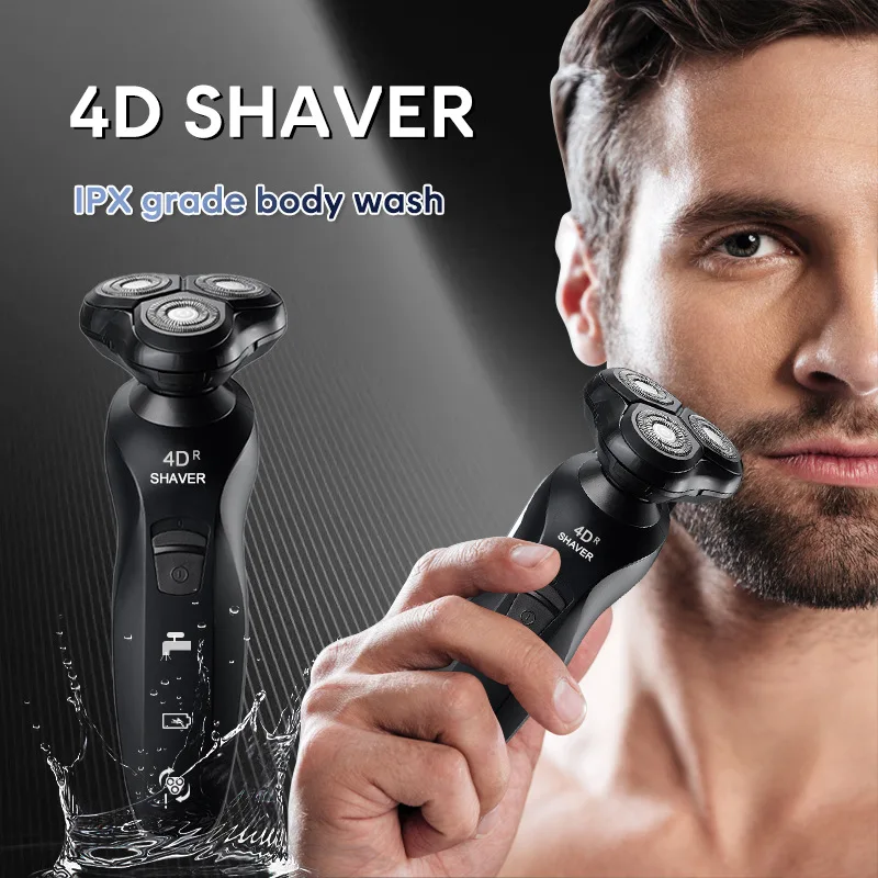 

Electric Shaver Portable 4D Rotary 3-blade Beard Razor Men's Shaver Body Wash Floating Blade Magnetic Magnet