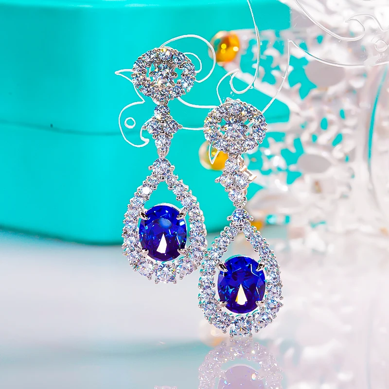 QINHUAN Luxury Gemstone Drop Earrings Blue Sapphire Ruby Palaiba S925 Sterling Silver for Women Fine Jewelry Wedding Party Gift
QINHUAN Luxury Gemstone Drop Earrings Blue Sapphire Ruby Palaiba S925 Sterling Silver for Women Fine Jewelry Wedding Party Gift